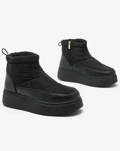 Śniegowce|Botki Z Grubym Ociepleniem^Royalfashion Wsuwane śniegowce damskie w m kolorze Armeda czarny