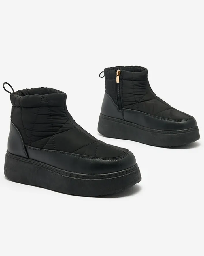 Śniegowce|Botki Z Grubym Ociepleniem^Royalfashion Wsuwane śniegowce damskie w m kolorze Armeda czarny