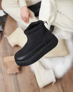 Śniegowce|Botki Z Grubym Ociepleniem^Royalfashion Wsuwane śniegowce damskie w m kolorze Armeda czarny