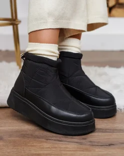 Śniegowce|Botki Z Grubym Ociepleniem^Royalfashion Wsuwane śniegowce damskie w m kolorze Armeda czarny