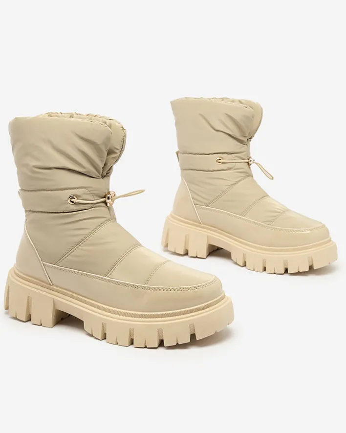 Śniegowce|Botki Z Grubym Ociepleniem^Royalfashion Wsuwane śniegowce damskie w jasnom kolorze Sadella brązowy