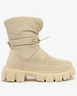 Śniegowce|Botki Z Grubym Ociepleniem^Royalfashion Wsuwane śniegowce damskie w jasnom kolorze Sadella brązowy