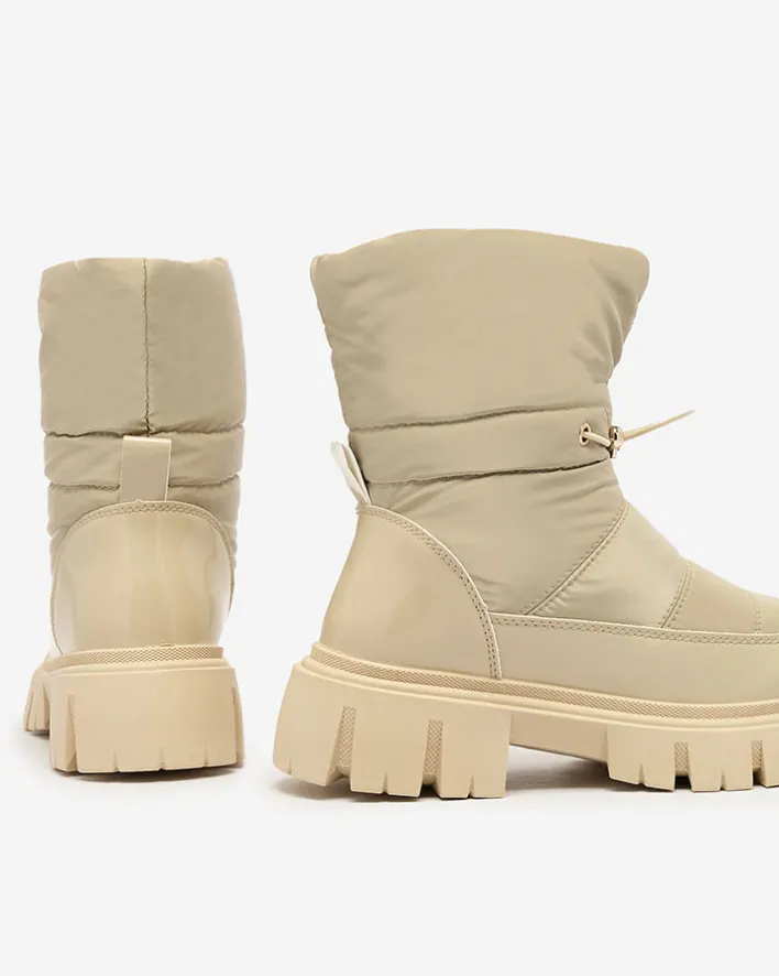 Śniegowce|Botki Z Grubym Ociepleniem^Royalfashion Wsuwane śniegowce damskie w jasnom kolorze Sadella brązowy