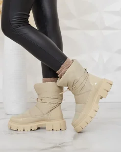 Śniegowce|Botki Z Grubym Ociepleniem^Royalfashion Wsuwane śniegowce damskie w jasnom kolorze Sadella brązowy