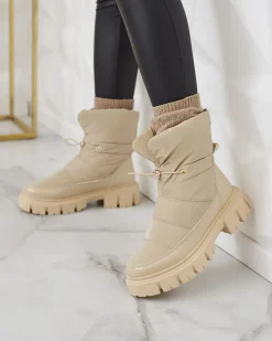 Śniegowce|Botki Z Grubym Ociepleniem^Royalfashion Wsuwane śniegowce damskie w jasnom kolorze Sadella brązowy