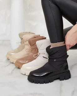 Śniegowce|Botki Z Grubym Ociepleniem^Royalfashion Wsuwane śniegowce damskie w jasnom kolorze Sadella brązowy