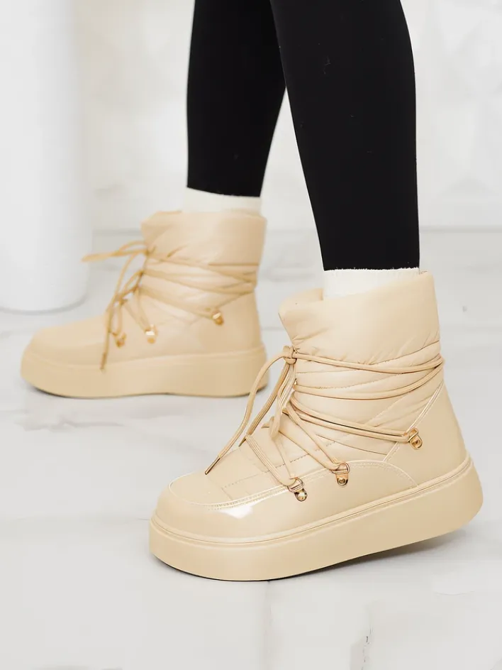 Śniegowce|Botki Z Grubym Ociepleniem^Royalfashion Wsuwane śniegowce damskie w m kolorze Dabenda beżowy