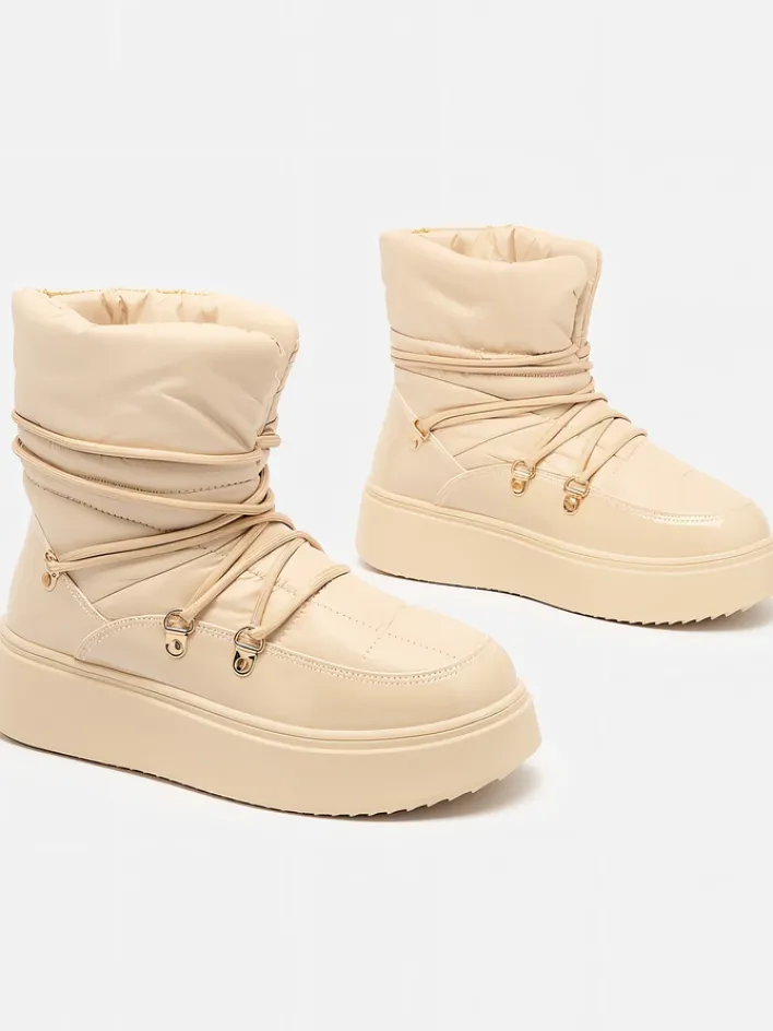 Śniegowce|Botki Z Grubym Ociepleniem^Royalfashion Wsuwane śniegowce damskie w m kolorze Dabenda beżowy