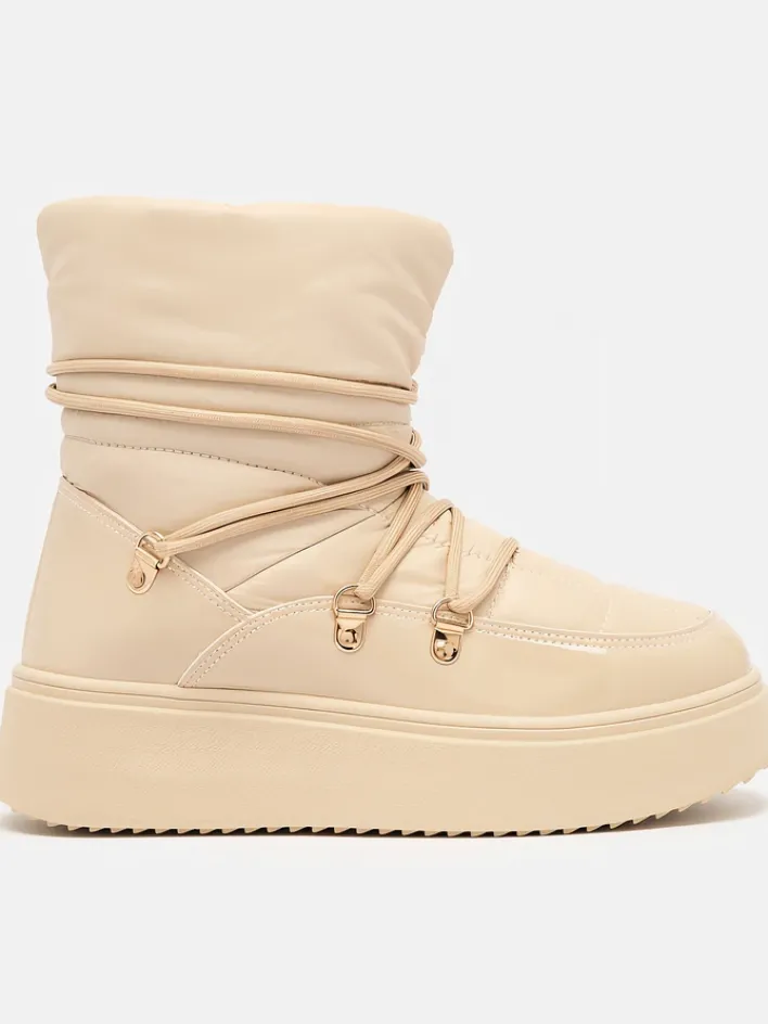 Śniegowce|Botki Z Grubym Ociepleniem^Royalfashion Wsuwane śniegowce damskie w m kolorze Dabenda beżowy