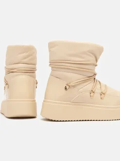Śniegowce|Botki Z Grubym Ociepleniem^Royalfashion Wsuwane śniegowce damskie w m kolorze Dabenda beżowy