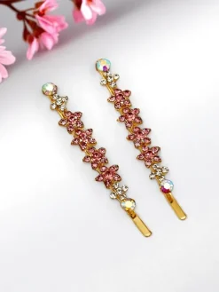 Akcesoria Do Włosów^Royalfashion Wsuwki do włosów z cyrkoniami kwiatuszkami Sparkle Blossom różowy