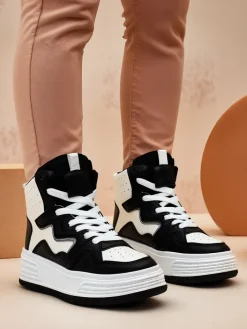 Sneakersy^Royalfashion Wysokie damskie buty sportowe Quiedy czarny