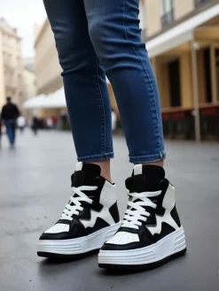 Sneakersy^Royalfashion Wysokie damskie buty sportowe Quiedy czarny