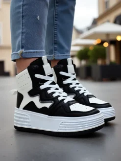 Sneakersy^Royalfashion Wysokie damskie buty sportowe Quiedy czarny