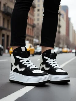 Sneakersy^Royalfashion Wysokie damskie buty sportowe Quiedy czarny