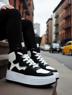 Sneakersy^Royalfashion Wysokie damskie buty sportowe Quiedy czarny