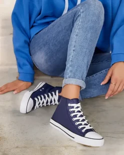 Trampki^Royalfashion Wysokie trampki damskie Hallase Granatowy