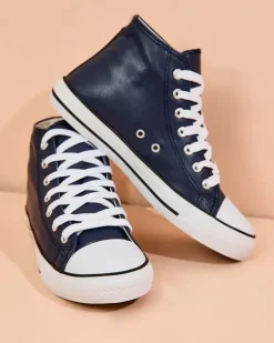 Trampki^Royalfashion Wysokie trampki damskie Hallase Granatowy