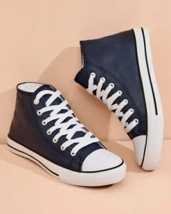 Trampki^Royalfashion Wysokie trampki damskie Hallase Granatowy