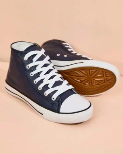 Trampki^Royalfashion Wysokie trampki damskie Hallase Granatowy