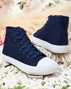 Trampki^Royalfashion Wysokie trampki damskie Hirria Granatowy