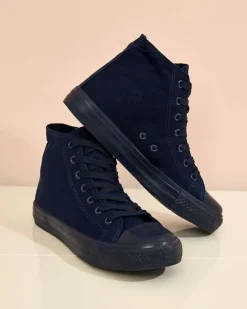 Trampki^Royalfashion Wysokie trampki damskie Hollas Granatowy