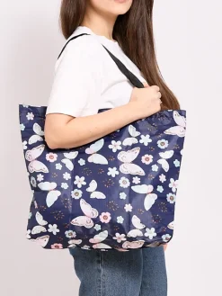 Materiałowe|Torebki Shoppers^Royalfashion Wzorzysta torba na zakupy składana w portfel Granatowy