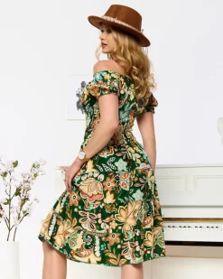 Sukienki Letnie|Sukienki Krótkie^Royalfashion Wzorzysta zielona krótka sukienka damska zielony