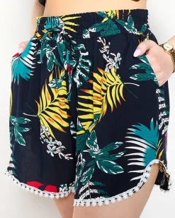 Szorty|Krótkie Spodenki^Royalfashion Wzorzyste granatowo- turkusowe damskie szorty PLUS SIZE czerwony