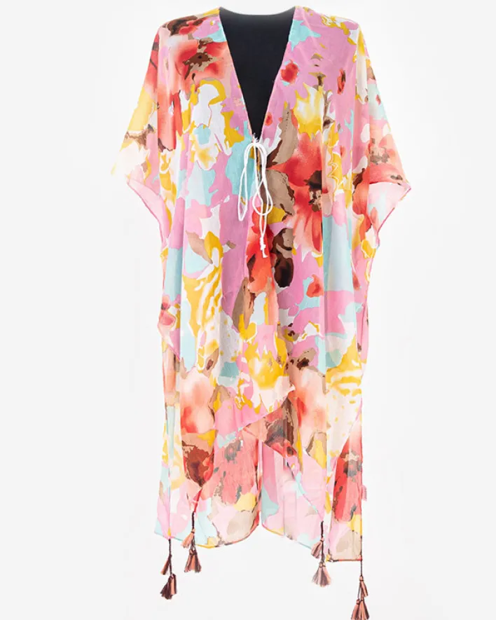 Narzutka Plażowa^Royalfashion Wzorzyste pareo damskie w kolorze m różowy