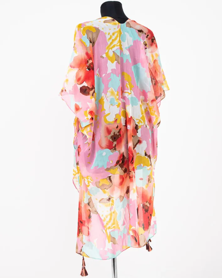 Narzutka Plażowa^Royalfashion Wzorzyste pareo damskie w kolorze m różowy