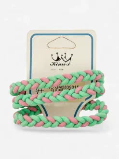 Akcesoria Do Włosów^Royalfashion Zestaw plecionych kolorowych gumek do włosów 3pak zielony