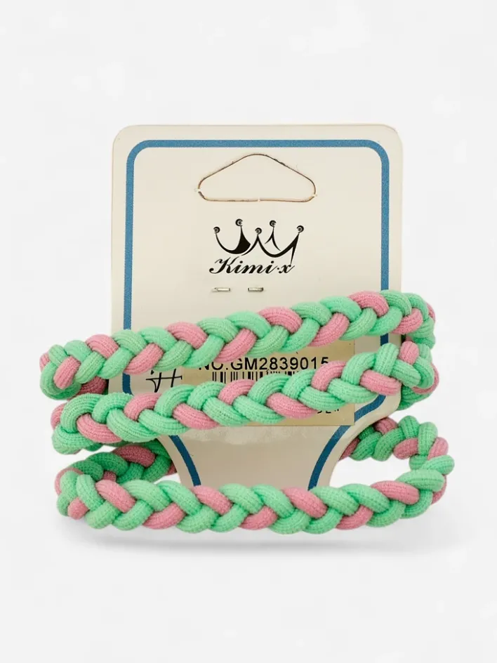 Akcesoria Do Włosów^Royalfashion Zestaw plecionych kolorowych gumek do włosów 3pak zielony