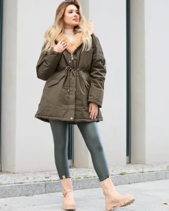 Plus Size|Kurtki / Marynarki / Płaszcze^Royalfashion Zielona kurtka zimowa damska PLUS SIZE zielony