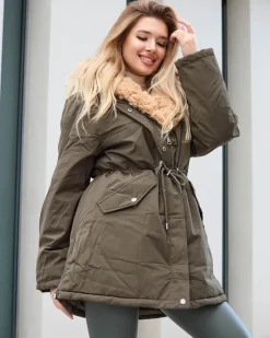 Plus Size|Kurtki / Marynarki / Płaszcze^Royalfashion Zielona kurtka zimowa damska PLUS SIZE zielony