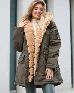 Plus Size|Kurtki / Marynarki / Płaszcze^Royalfashion Zielona kurtka zimowa damska PLUS SIZE zielony