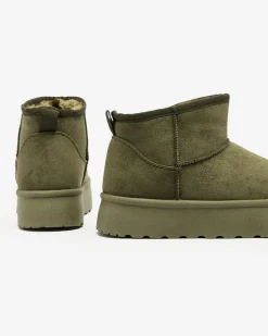 Śniegowce|Botki Z Delikatnym Ociepleniem^Royalfashion Zielone buty śniegowce damskie na platformie Ersinella zielony