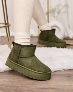 Śniegowce|Botki Z Delikatnym Ociepleniem^Royalfashion Zielone buty śniegowce damskie na platformie Ersinella zielony