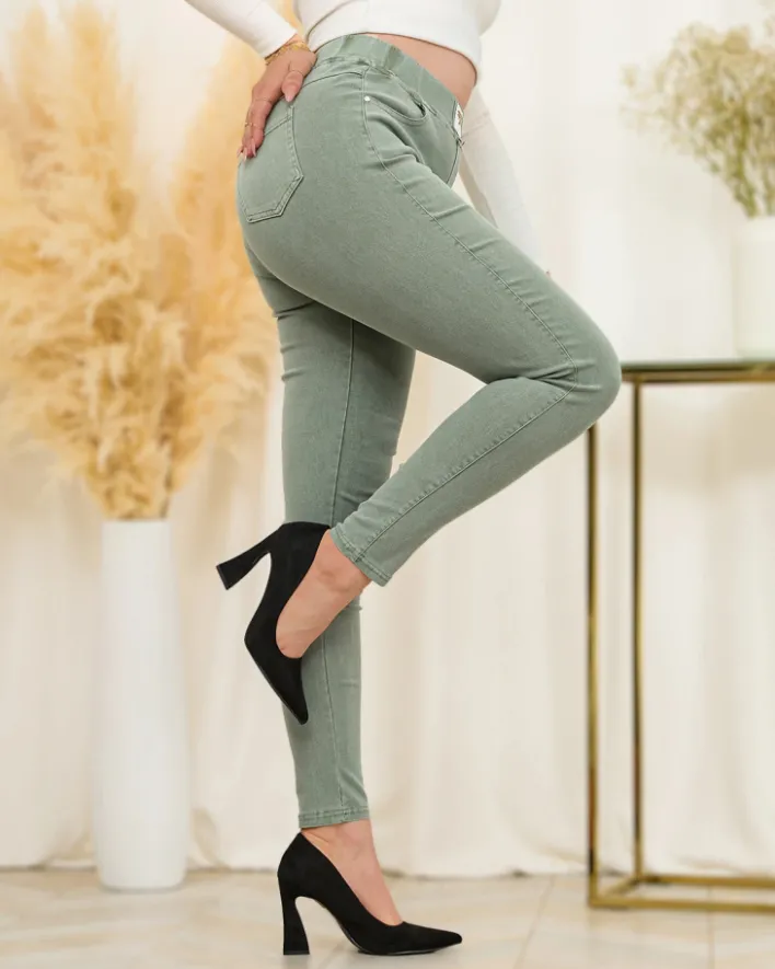 Legginsy / Tregginsy^Royalfashion Zielone damskie tregginsy a'la jeans zielony