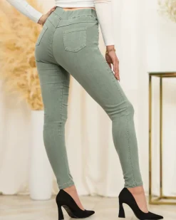 Legginsy / Tregginsy^Royalfashion Zielone damskie tregginsy a'la jeans zielony