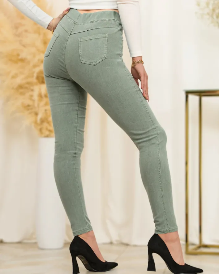 Legginsy / Tregginsy^Royalfashion Zielone damskie tregginsy a'la jeans zielony