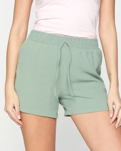 Szorty|Krótkie Spodenki^Royalfashion Zielone damskie materiałowe krótkie spodenki PLUS SIZE zielony
