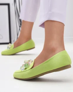 Półbuty|Espadryle Płaskie^Royalfashion Zielone eko- zamszowe mokasyny damskie Gepossa zielony