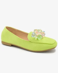 Półbuty|Espadryle Płaskie^Royalfashion Zielone eko- zamszowe mokasyny damskie Gepossa zielony