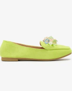 Półbuty|Espadryle Płaskie^Royalfashion Zielone eko- zamszowe mokasyny damskie Gepossa zielony