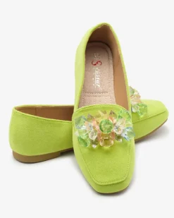 Półbuty|Espadryle Płaskie^Royalfashion Zielone eko- zamszowe mokasyny damskie Gepossa zielony