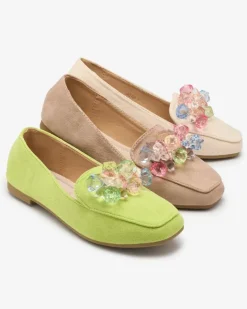 Półbuty|Espadryle Płaskie^Royalfashion Zielone eko- zamszowe mokasyny damskie Gepossa zielony