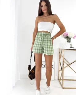 Szorty|Krótkie Spodenki^Royalfashion Zielone krótkie spodenki damskie w kratę zielony