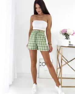 Szorty|Krótkie Spodenki^Royalfashion Zielone krótkie spodenki damskie w kratę zielony
