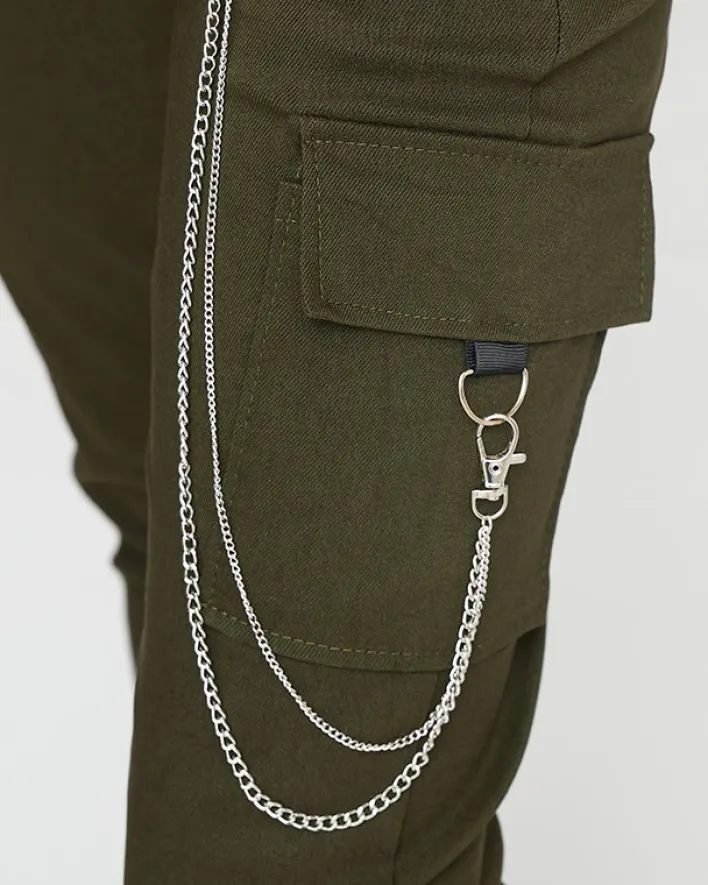 Spodnie Cargo|Spodnie Materiałowe^Royalfashion Zielone spodnie cargo ocieplane z kieszeniami zielony